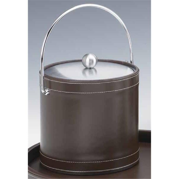 Sharptools Stitched Brown 3 Quart Ice Bucket with Bale Handle and Metal Cover SH88574